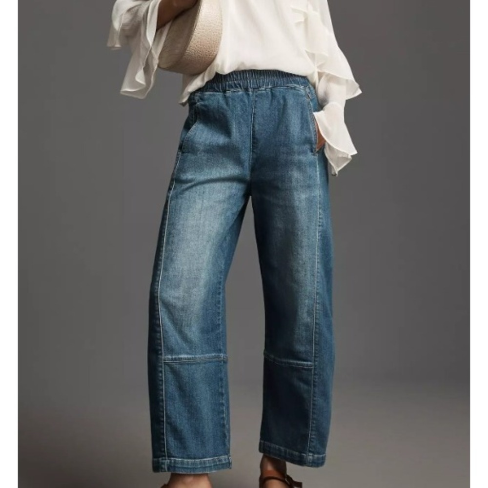 Pilcro Izzie Relaxed Pull On Barrel Jeans Medium